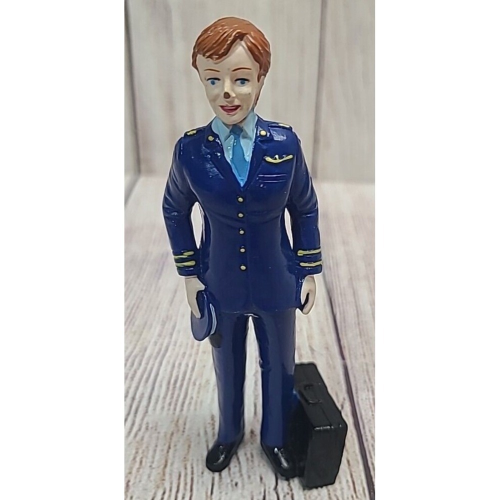 Vintage Lakeshore Learning Female Airline Pilot Figure Toy Blue Black 4.5" Flaw